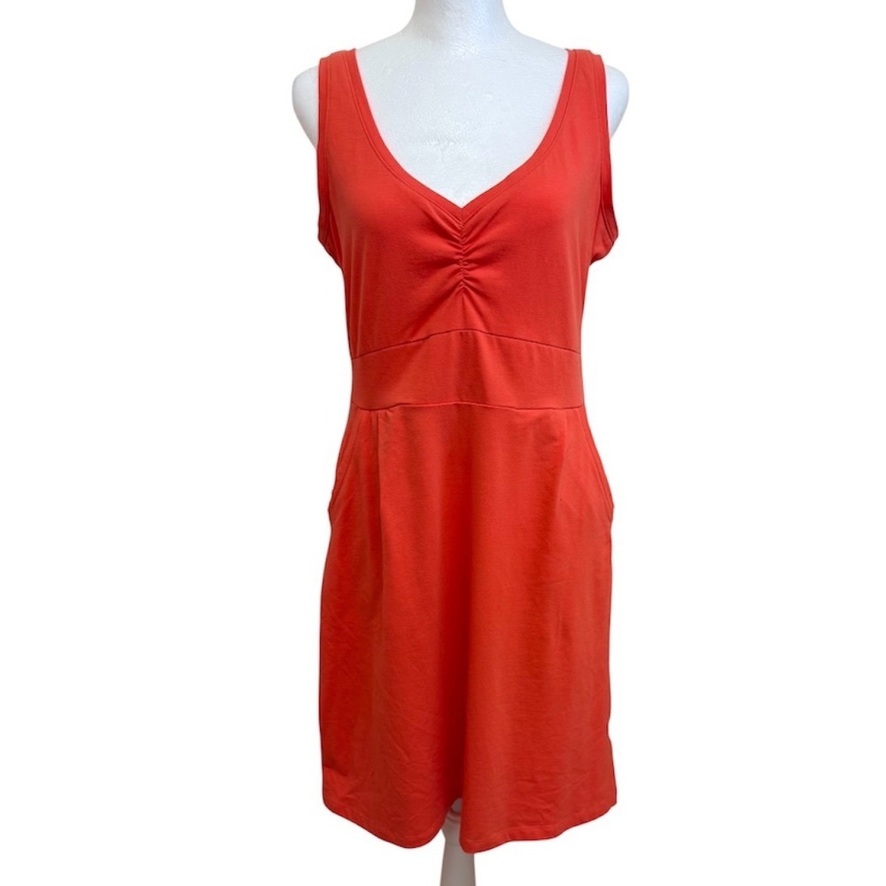 Columbia Womens Omni-Wick Sleeveless V-Neck Pocket Dress Coral Orange Size M